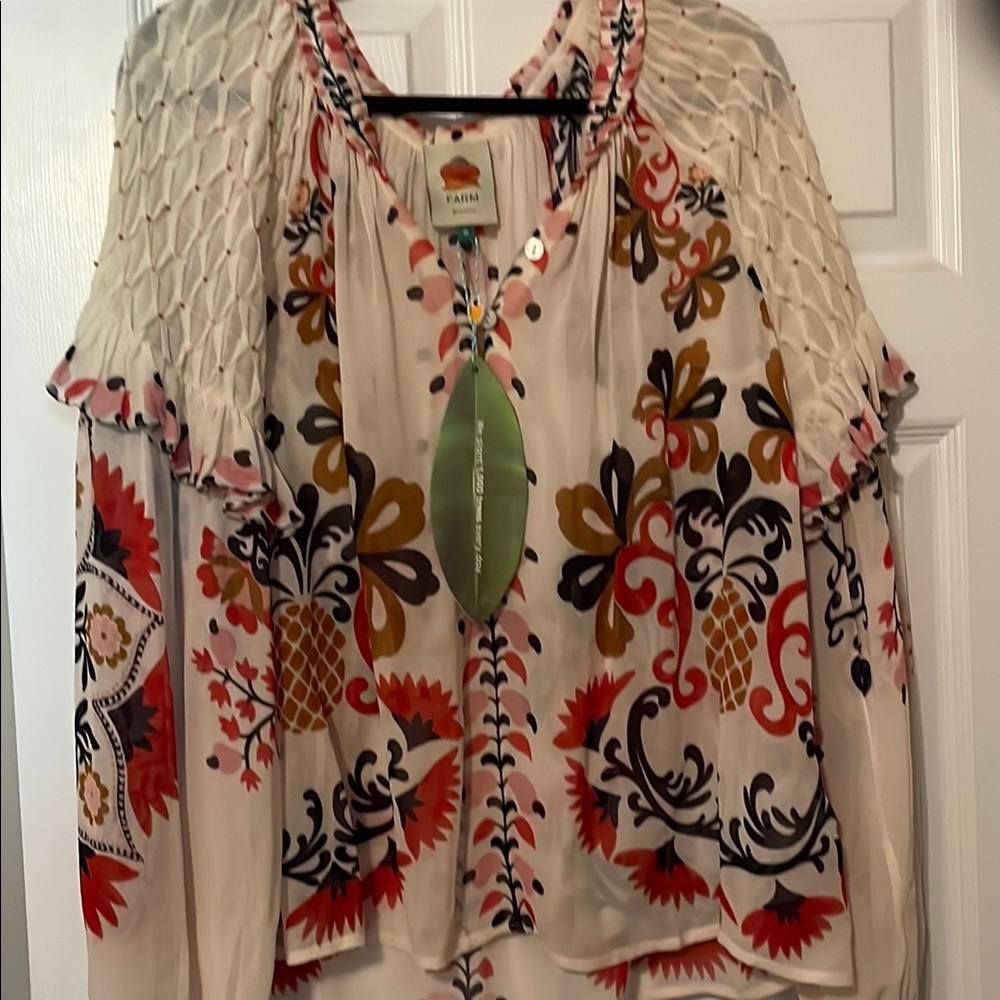 FARM Rio Cashew Mandala Smock Blouse NWT